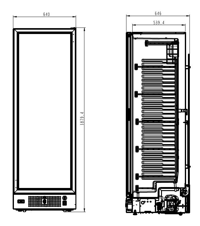 FREEZER 1 GLASS DOOR BLACK 382L