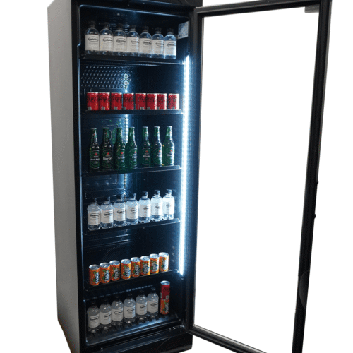 REFRIGERATOR 1 GLASS DOOR 382L BLACK WITHOUT LIGHT BOX