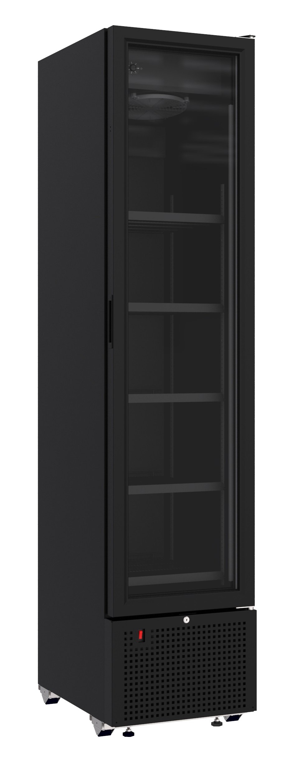 REFRIGERATOR 1 GLASS DOOR BLACK 348L *TRANSPORT ON REQUEST*