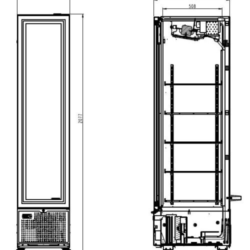 REFRIGERATOR 1 GLASS DOOR BLACK 348L *TRANSPORT ON REQUEST*