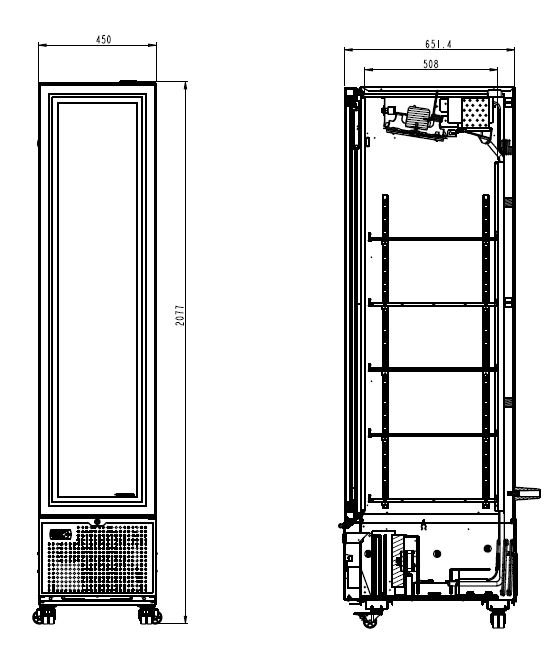 REFRIGERATOR 1 GLASS DOOR BLACK 348L *TRANSPORT ON REQUEST*