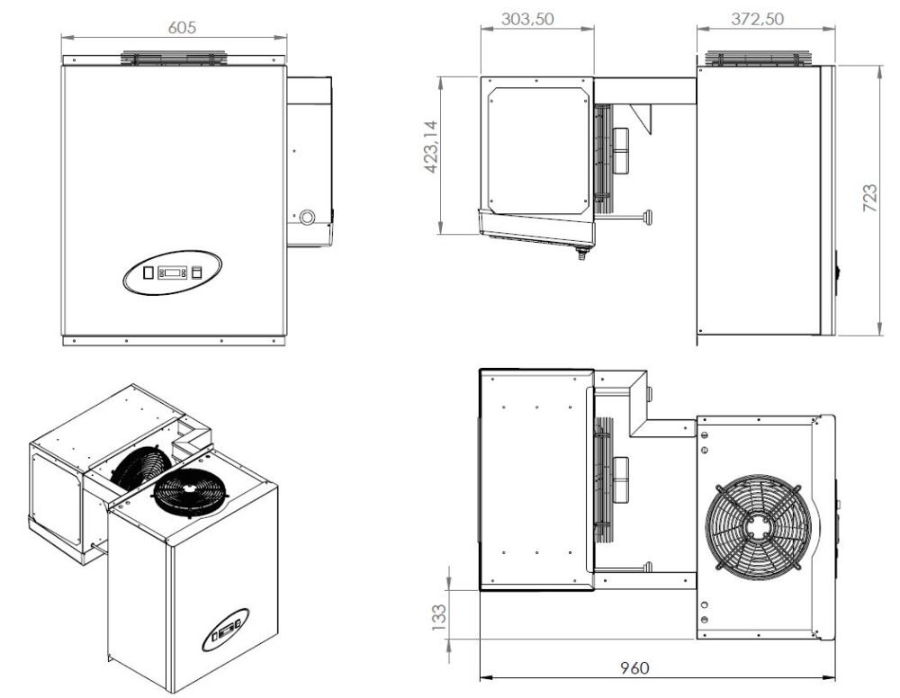 NEGATIVE WALL-MOUNTED STRADDLE-TYPE UNIT 9,1-13 M3