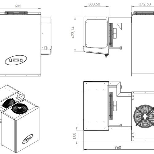NEGATIVE WALL-MOUNTED STRADDLE-TYPE UNIT 9,1-13 M3
