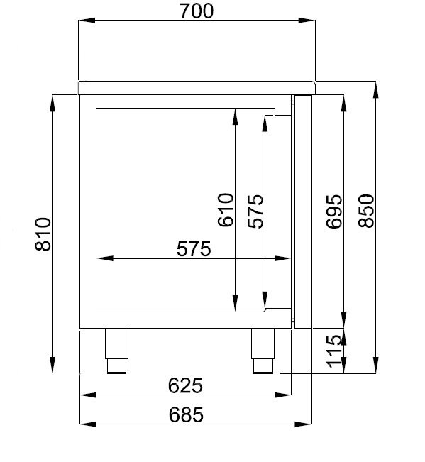 700 REFRIGERATED NEGATIVE COUNTER 3 DOORS MONOBLOCK ENERGY LINE