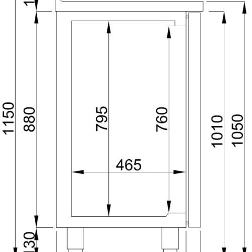600 REFRIGERATED COUNTER 2 DOORS  WITH DISPOSAL DRAWER FOR COFFEE