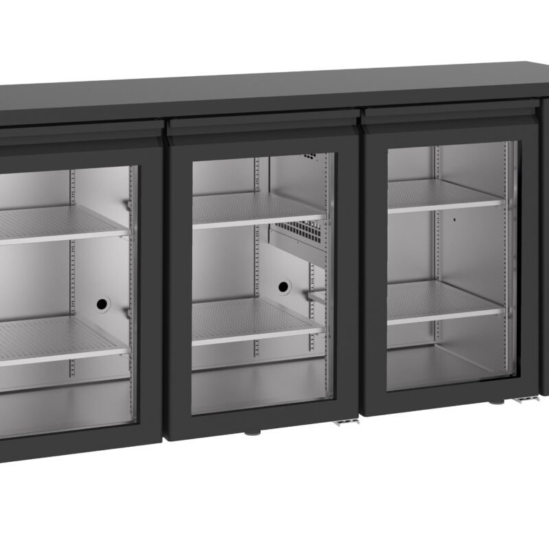 BARCOOLER BLACK 3 GLASS DOORS