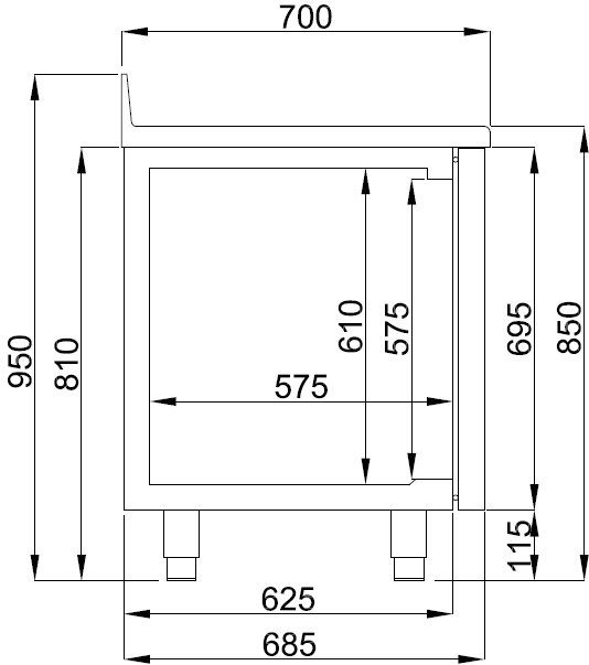 700 REFRIGERATED COUNTER UPSTAND 4 DOORS MONOBLOCK ENERGY LINE