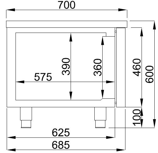 REFRIGERATED COUNTER 600 HEIGHT 4 DRAWERS