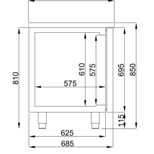 700 REFRIGERATED COUNTER 1 DOOR 2 DRAWERS ENERGY LINE