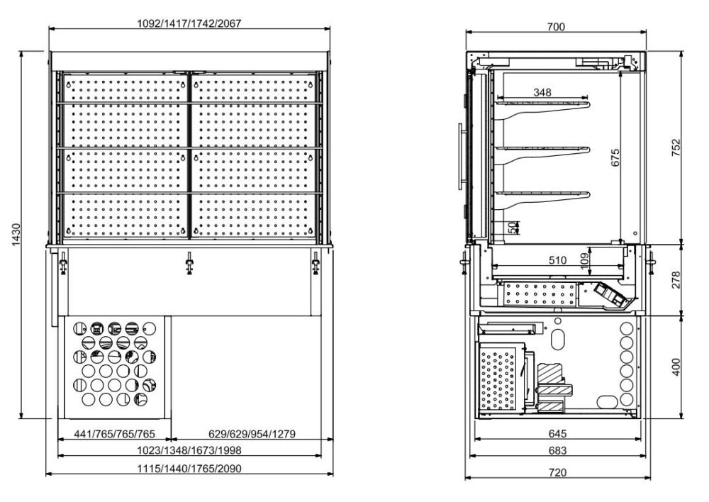 DROP-IN CUBIC REFRIGERATED DISPLAY - ROLL-UP 3/1