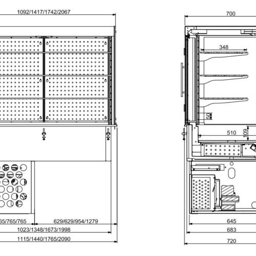 DROP-IN CUBIC REFRIGERATED DISPLAY - ROLL-UP 4/1