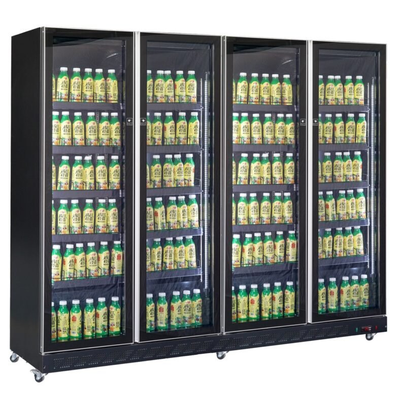 REFRIGERATOR 4 GLASS DOORS BLACK  *TRANSPORT ON REQUEST*