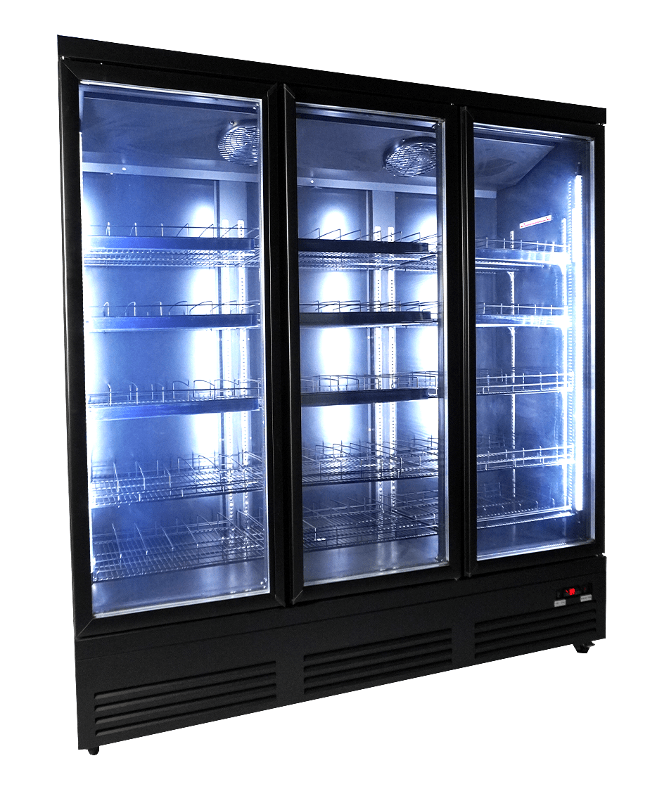 REFRIGERATOR 3 GLASS DOORS BLACK CEB-1600R BL