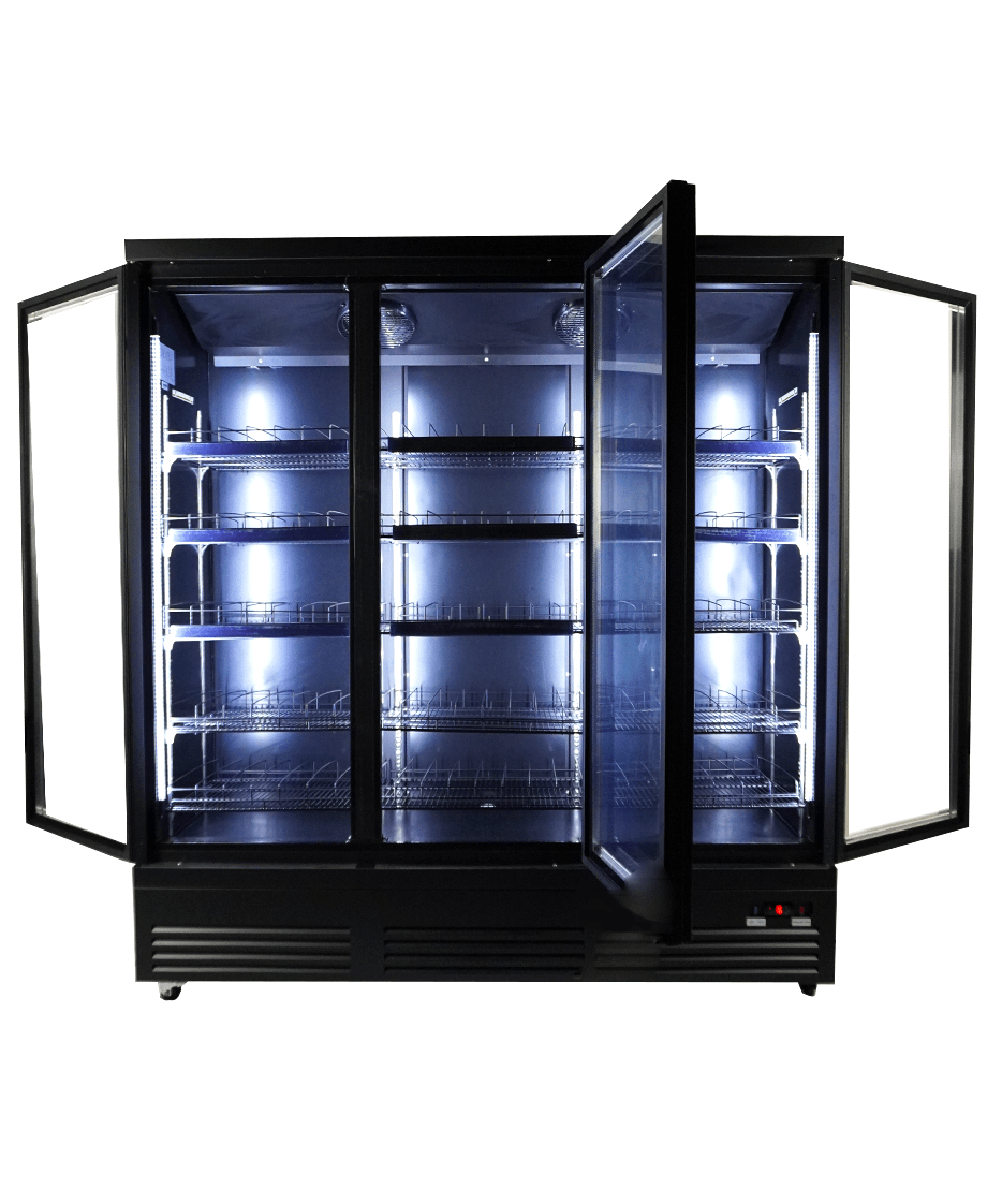 REFRIGERATOR 3 GLASS DOORS BLACK CEB-1600R BL