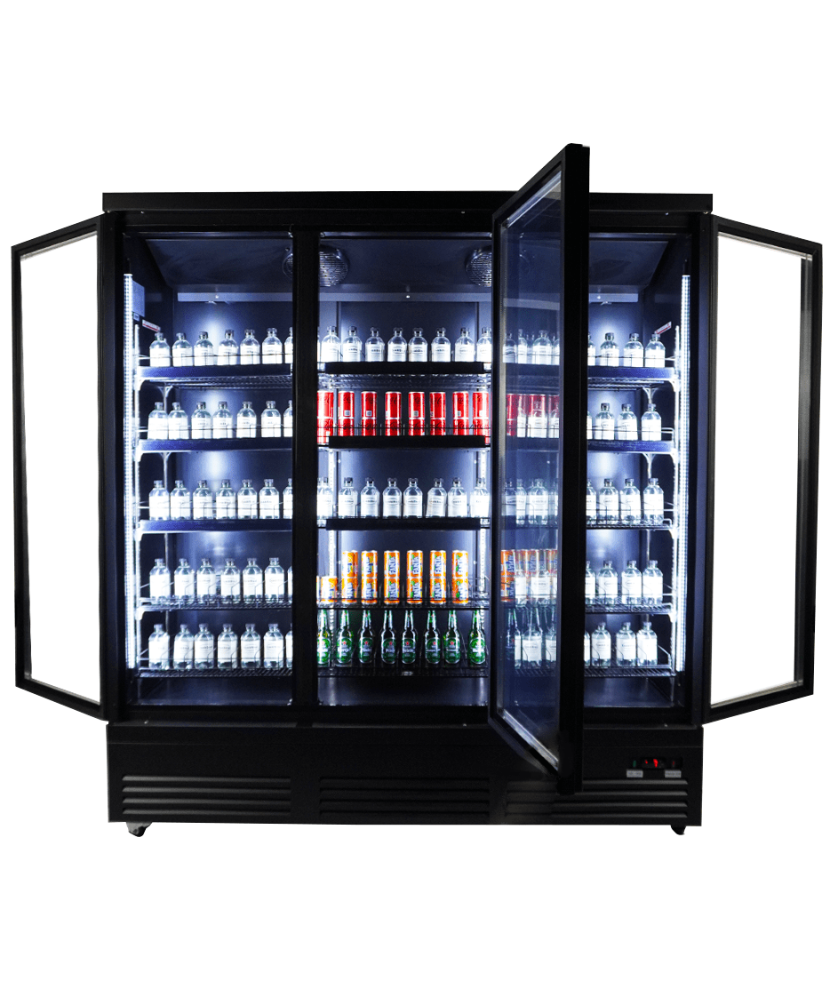 REFRIGERATOR 3 GLASS DOORS BLACK CEB-1600R BL