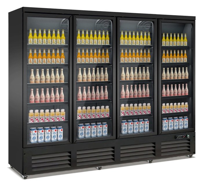 REFRIGERATOR 4 GLASS DOORS BLACK CEB-2000R BL   *TRANSPORT ON REQUEST*