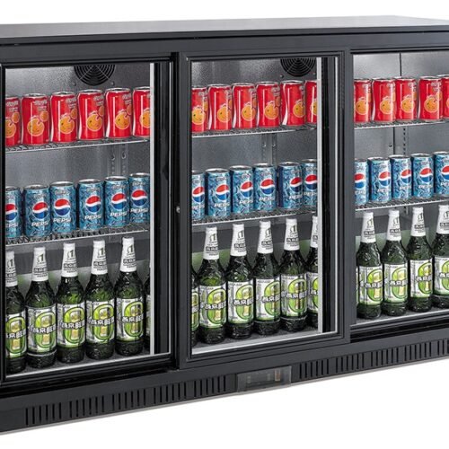 BACKBAR COOLER BLACK 3 SLIDING DOORS