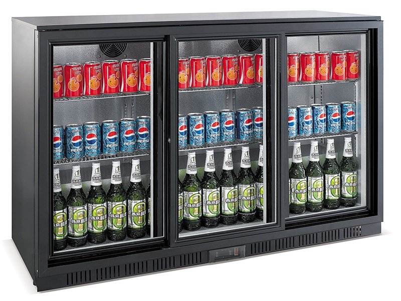 BACKBAR COOLER BLACK 3 SLIDING DOORS
