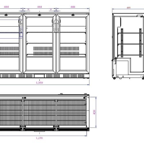 BACKBAR COOLER BLACK 3 DOORS