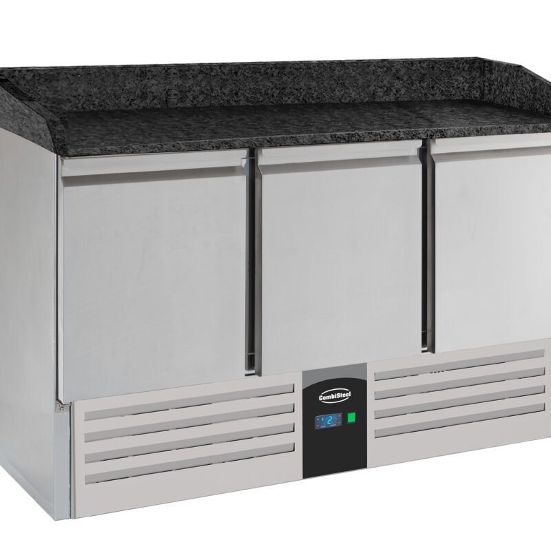 PIZZA COUNTER 3 DOORS BLACK GRANITE WORKTOP