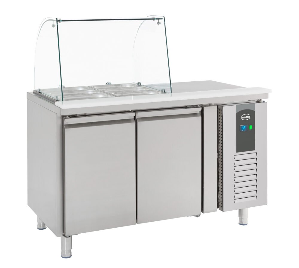 REFRIGERATED COUNTER WITH GLASS COVER 2 DOORS