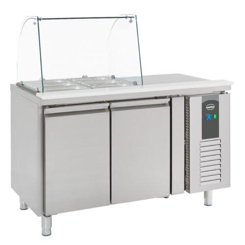 REFRIGERATED COUNTER WITH GLASS COVER 2 DOORS