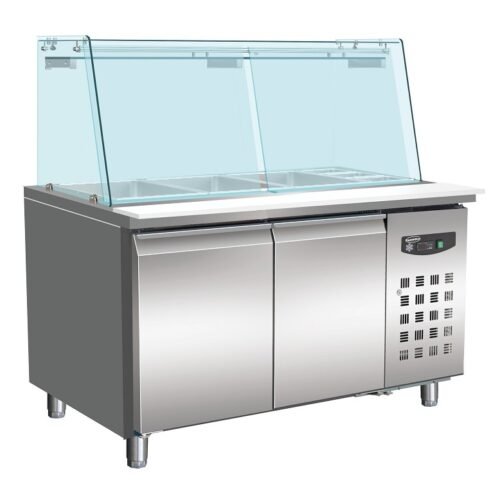 REFRIGERATED BAKERY COUNTER WITH GLASS COVER 2 DOORS  4x 1/1 GN CONTAINER