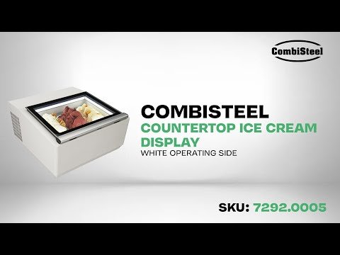 COUNTERTOP MODEL ICE CREAM DISPLAY WHITE  OPENS ON THE OPERATING SIDE
