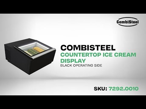 COUNTERTOP MODEL ICE CREAM DISPLAY BLACK  OPENS ON THE OPERATING SIDE
