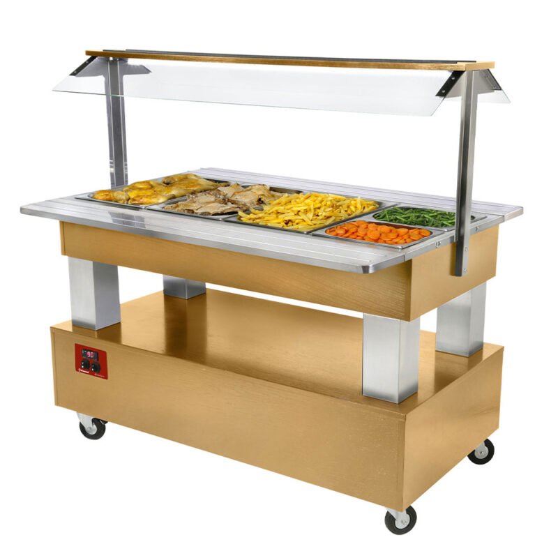 001-BBM-4N-D1-OK-big Šildomas/bain-marie salotų baras, 4x GN1/1-150 (šviesaus ąžuolo mediena)