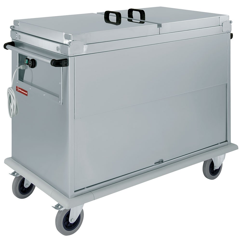 Vežimėlis „Bain-Marie“ 2x GN 1/1, 1 T°, su dangčiais, spintelė su atverčiamomis durelėmis