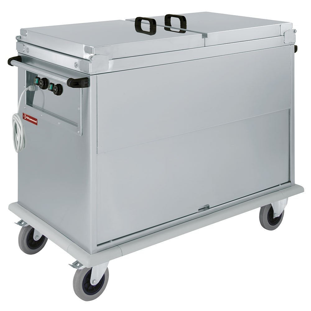 Vežimėlis „Bain-Marie“ 2x GN 1/1, 2 T°, dangčiai, spintelė su atverčiamomis durelėmis