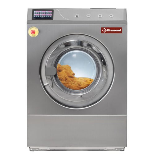 Saugi skalbimo mašina „nerūdijančio plieno“ 23 kg, su TOUCH SCREEN