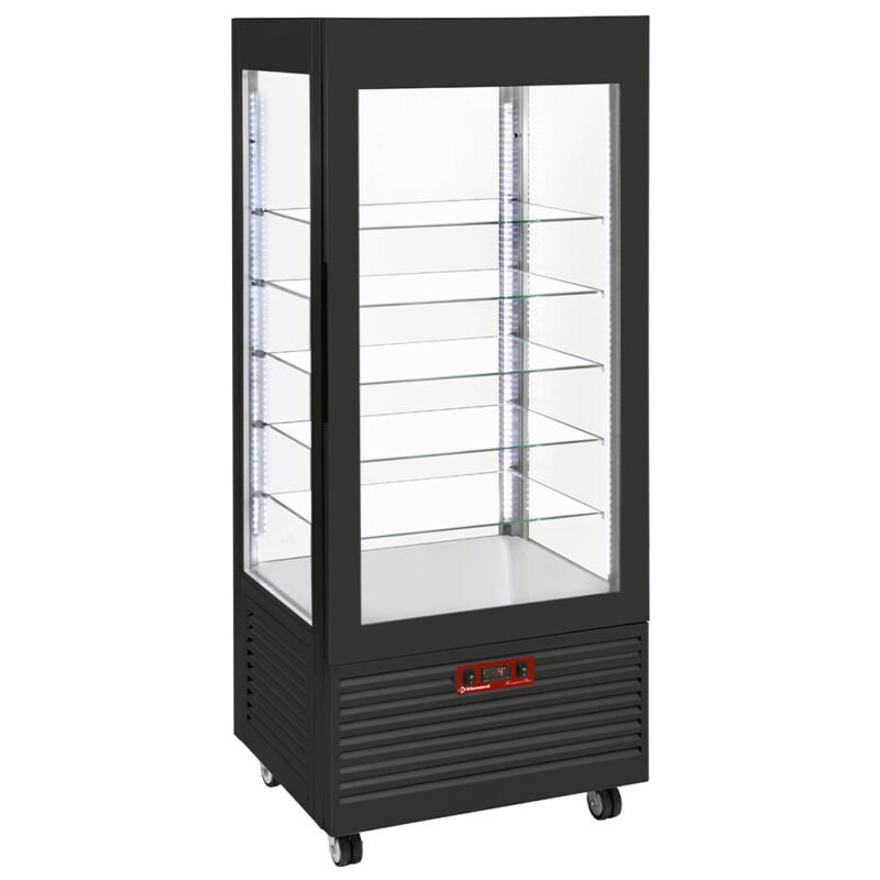 001-INN-VB-B9-r2-big 4 pusių T° neigiamas ekranas, 5 stiklinės lentynos, ventiliuojama, 480 litrų, JUODA