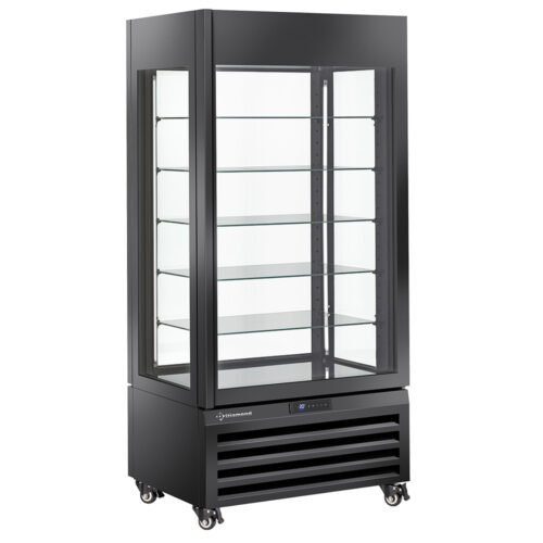 FULL vitrina 600 l, 5 stikliniai lygiai, vėdinama – LEDAI IR KONDITERIJOS GAMINIAI – JUODA