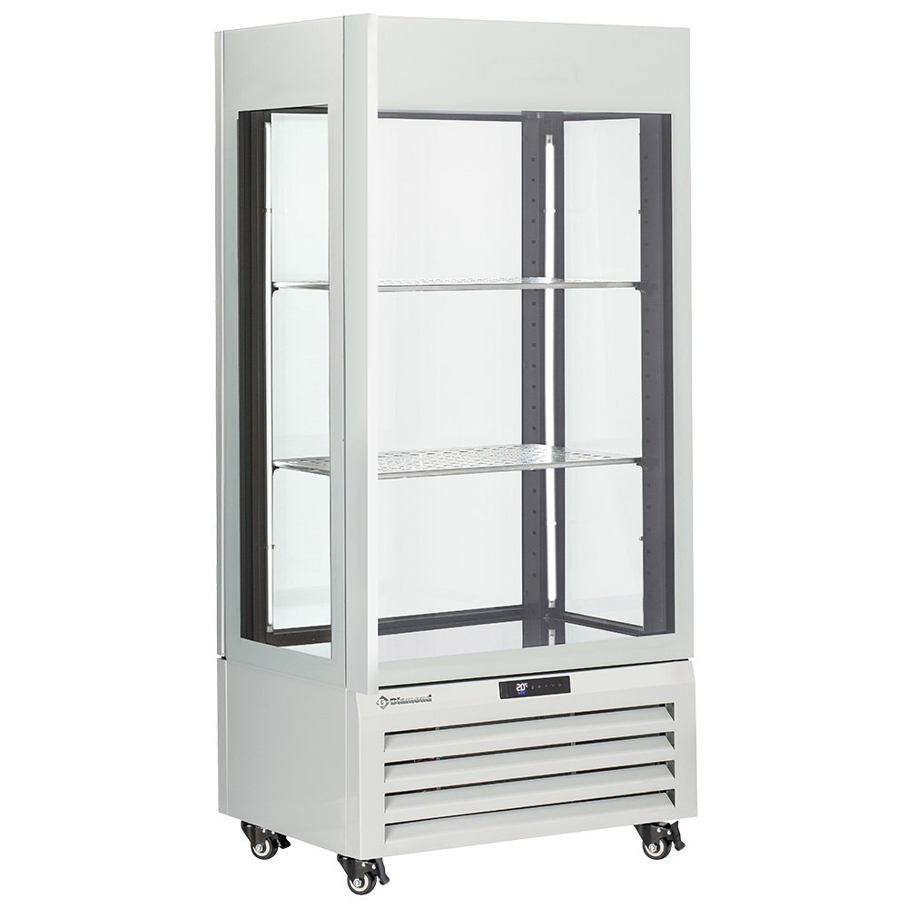 Visiškai stiklinė vitrina, 600 l, 1 lygis + 2 lentynos, vėdinama – VYNAS – BALTA
