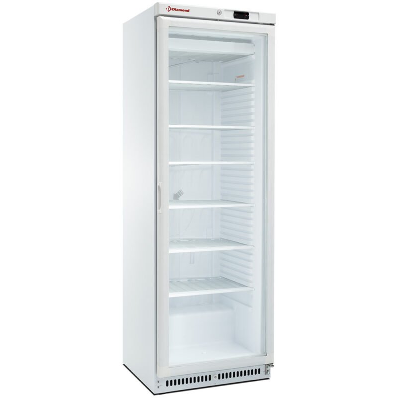 Šaldiklis, statinis, stiklinės durys, 400 litrų. baltas