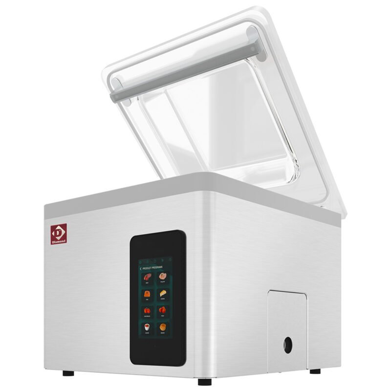 Vakuuminė mašina, nerūdijančio plieno bakas 370x420xh180 mm. 21 m3/h TOUCH ekranas