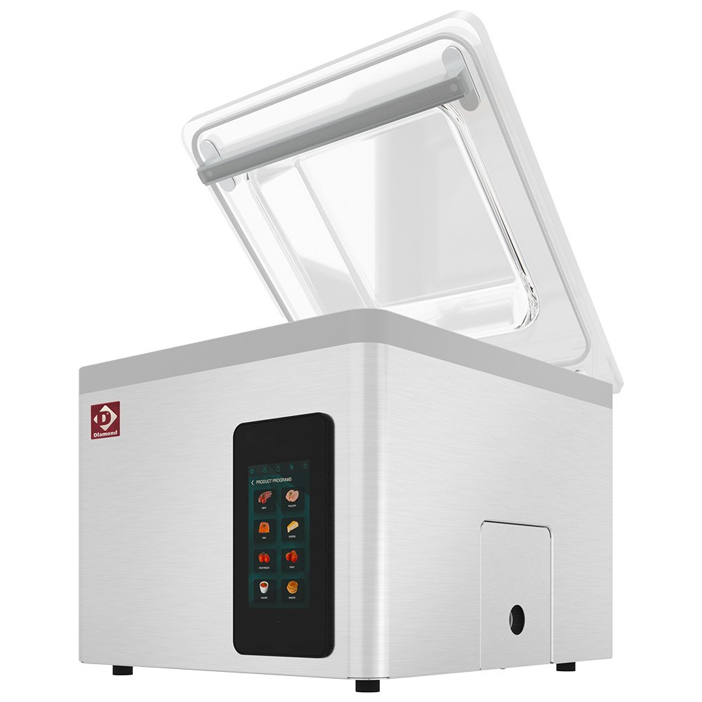 Vakuuminė mašina, nerūdijančio plieno bakas 370x420xh180 mm. 21 m3/h TOUCH ekranas