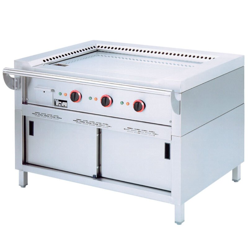 Elektrinė „Teppanyaki“ plokštė, 3 zonos (3x 4,7 kW), ant spintelės