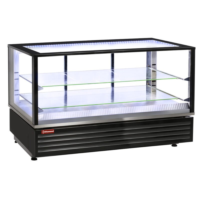 001-VHDG-B1-big Šildoma vitrina EN arba GN, vėdinama, 2 lygiai, JUODA