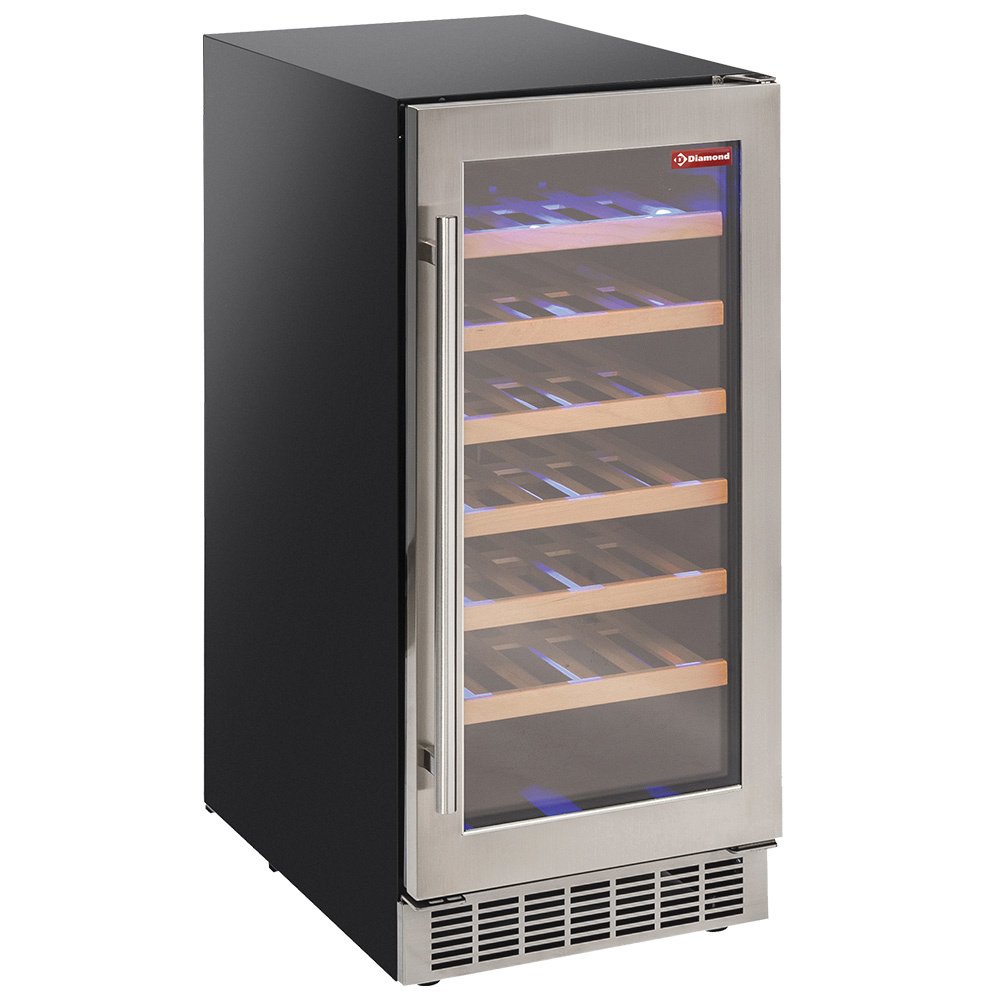001-WCB-12-T1-big Vyno spintelė, vėdinama, nerūdijančio plieno durys, 106 l, JUODA