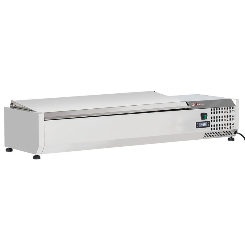 Viršutinė lentyna 5 x GN 1/3 ir 1 x GN 1/2 – 150 mm, su nerūdijančio plieno dangčiu