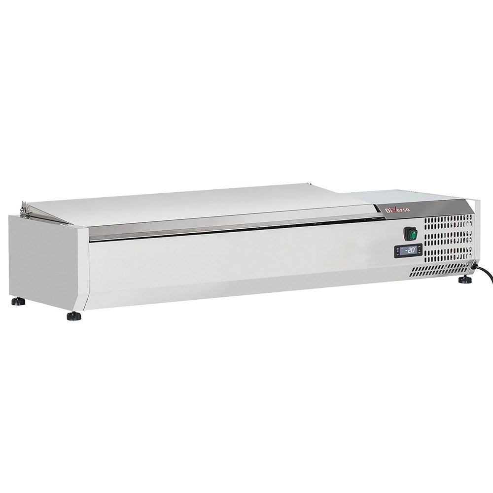 Viršutinė lentyna 5 x GN 1/3 ir 1 x GN 1/2 – 150 mm, su nerūdijančio plieno dangčiu