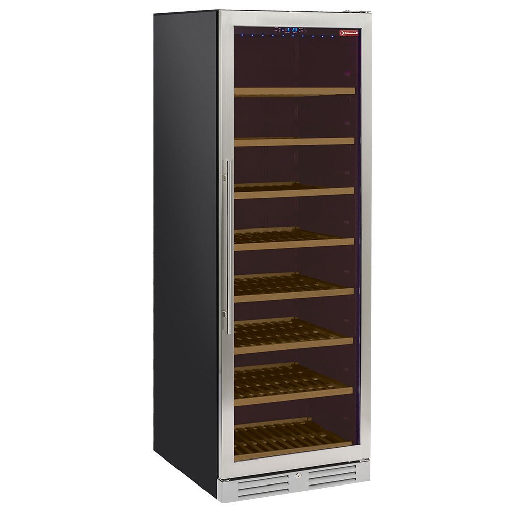 Vyno spintelė, vėdinama, nerūdijančio plieno durys, 470 l, - JUODA