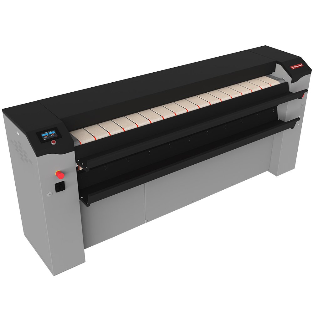 džiovintuvas-lyginimo staklės + ištraukimo sistema, ritinėlis (Nomex danga) 1504 mm, Ø 330 mm, jutiklinis ekranas