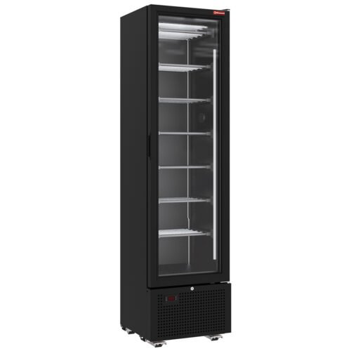 001_SSN33-SB-big Šaldomoji vitrina su neigiamu temperatūros režimu, 221 litras – 7 fiksuoti lygiai – JUODA