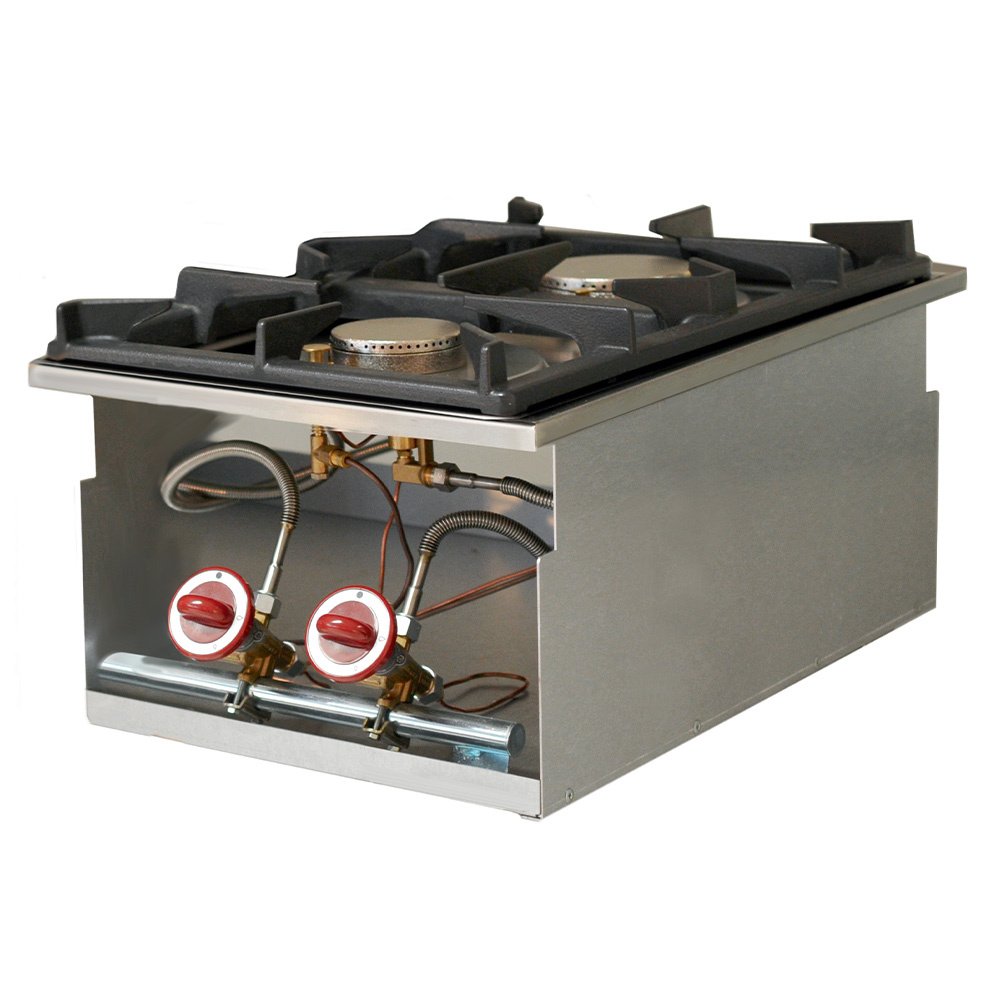 Dujinė viryklė su 2 galingais degikliais, įmontuojama