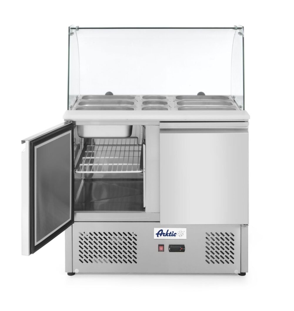 2 durų salotų aušinimo stalas su stikline vitrina, Arktic, 169L, 230V/310W, 700x900x(H)1300mm