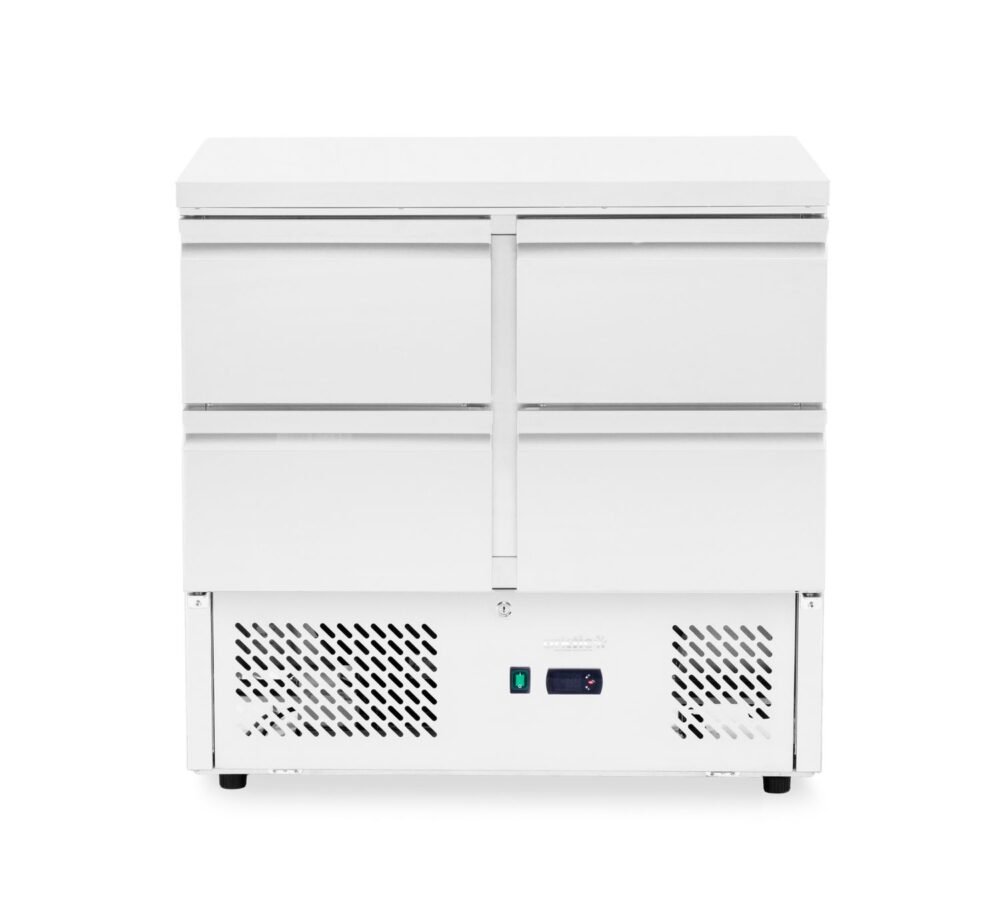 Šaldomas stalas su 4 stalčiais, Arktic, 97L, Sidabro, 230V/220W, 900x700x(H)868mm